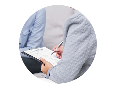 Person filling out form