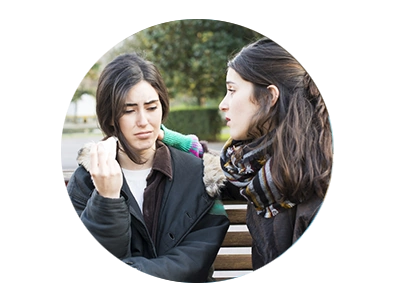 Photo of two young women talking
